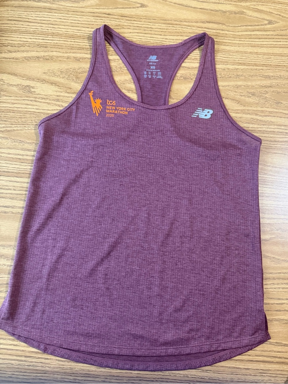 New Balance Women's Plum Racerback Tank with Orange NYC Marathon 2025 Logo
